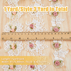 3 ярд 3 стилей полиэстеровых цветочных кружевных лент ручной работы&nbsp;OCOR-DC0001-01