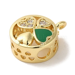 Покрытие стойки латунь микро паве прозрачный кубический цирконий с эмалевой подвеской&nbsp;KK-P267-16G