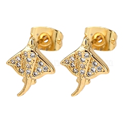 Boucles d'oreilles en laiton zircon cubique micro pavé clair&nbsp;EJEW-D328-04G-01