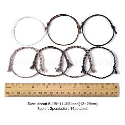 14 ensemble de bracelets en cordon de coton 7 couleurs pour hommes et femmes&nbsp;BJEW-FS00025-04