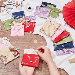 18 Stück 18 Stile Aufbewahrungsbeutel aus Stoff mit Blumenmuster im chinesischen Stil für Schmuck&nbsp;AJEW-NB0005-75