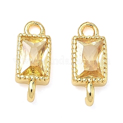 Прямоугольные подвески-коннекторы из латуни с инкрустацией кубическим цирконием&nbsp;KK-P348-10G