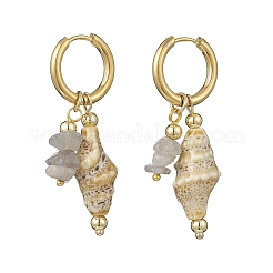 Orecchini a cerchio a forma di conchiglia in ottone&nbsp;EJEW-JE06747-01