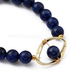 Bracciali con perline elastiche in lapislazzuli naturali (tinti).&nbsp;BJEW-JB05426-04