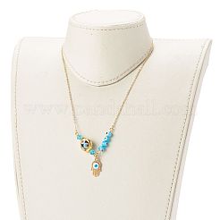 Mano di hamsa smaltata in lega con collane con ciondolo malocchio&nbsp;NJEW-JN03469
