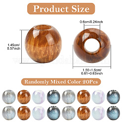 20 шт. Европейские бусины из смоляных блесток&nbsp;RESI-YW0004-61