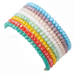 Гальванизированные стеклянные бусины бисерные растягивающиеся браслеты&nbsp;BJEW-JB10955