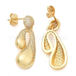 Pendientes de tuerca de circonita cúbica transparente con micro pavé de latón chapado en rack para mujer&nbsp;EJEW-C125-21D-G