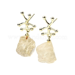 Серьги-гвоздики с подвесками из латунных самородков&nbsp;EJEW-D345-01G