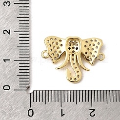 Verbinder-Anhänger aus Messing mit Mikropavé-Fassung aus klaren und schwarzen Zirkonia in Elefantenform&nbsp;KK-A296-44B-G