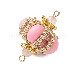 Подвески-соединители в форме ромба из окрашенной синтетической императорской яшмы и стеклянных бусин ручной работы&nbsp;PALLOY-MZ00960-03