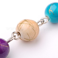 Redondos hechos a mano cadenas abalorios de acrílico del banco de estirar para collares pulseras hacer&nbsp;AJEW-JB00050-08