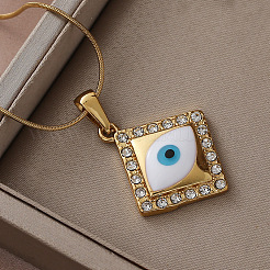 Модный кулон в виде ромба с эмалью в виде сглаза из нержавеющей стали 304 с мультяшным рисунком для женщин.&nbsp;MQ6271