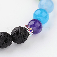 Естественные шарики агата растягивать браслеты&nbsp;BJEW-E285-B01