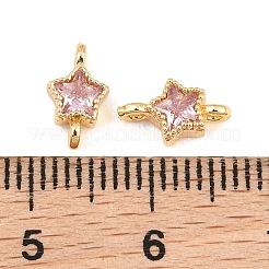 Colgantes de conector de circonita cúbica rosa perla pavé de latón&nbsp;KK-CBA2DE6-04G-14