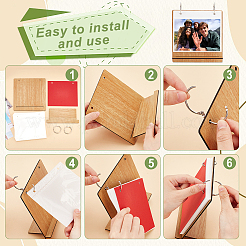 5 pouce rectangle couverture en bois scrapbook bricolage classeur album photo&nbsp;DIY-WH0349-306B