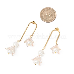 Серьги-гвоздики из нержавеющей стали 304 с подвесками в виде стеклянного цветка&nbsp;EJEW-JE06481-03