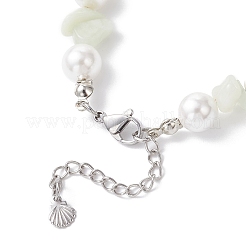 Natürliche neue Jade-Chip & Glasmuschel runde Perlenarmbänder&nbsp;BJEW-JB12317-02