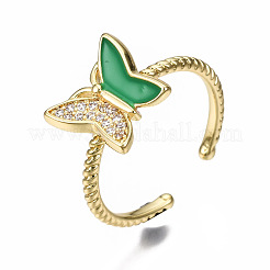 Латунные микро проложить манжеты кольца кубического циркония&nbsp;RJEW-N035-035-NF