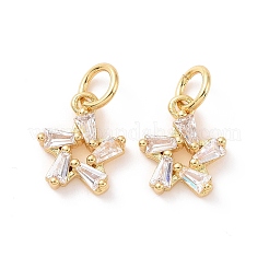 Dijes de circonio cúbico transparente con micro pavé de latón en forma de estrella&nbsp;KK-G435-43G