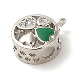 Покрытие стойки латунь микро паве прозрачный кубический цирконий с эмалевой подвеской&nbsp;KK-P267-16P