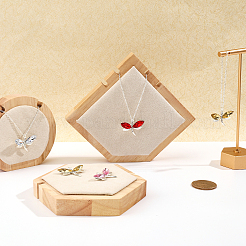 Пятиугольное деревянное двойное ожерелье показывает стенды&nbsp;NDIS-WH0017-01C