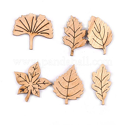 50pcs découpes en forme de feuille de bois non finies sur le thème de la plante&nbsp;WOCR-PW0003-01