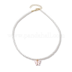 Ожерелья с подвесками-бабочками из сплава акрила&nbsp;NJEW-JN04782-01