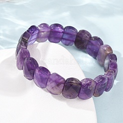 Stretcharmbänder mit natürlichen Amethystperlen für Damen und Herren&nbsp;G-K303-01E
