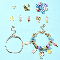 Наборы для изготовления браслетов в европейском стиле из сплава мороженого с эмалью и смолой рондель в европейском стиле&nbsp;DIY-FS0007-25