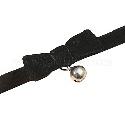 Collier ras du cou en velours avec nœud papillon et breloque cloche en alliage&nbsp;FS-WGF4DBD-01