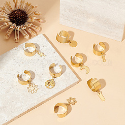 8 stücke 8 arten 304 edelstahl offene manschette finger ring&nbsp;RJEW-UN00034