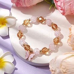 Braccialetti elasticizzati con perline acriliche craquelé e finti cristalli austriaci rotondi da 10 mm&nbsp;BJEW-JB10556-03