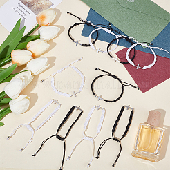 12 шт. 2 стиля регулируемых плетеных браслетов из полиэфирной нити для женщин и мужчин&nbsp;BJEW-UN0001-88A