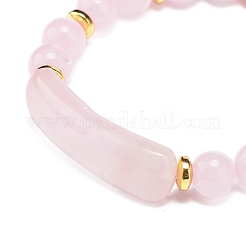 Stretch-Armband mit rechteckigen Perlen aus natürlichem Rosenquarz&nbsp;BJEW-JB08982-03