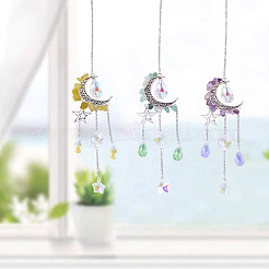 Adornos colgantes de aleación de luna y estrella&nbsp;HJEW-TADJ0024