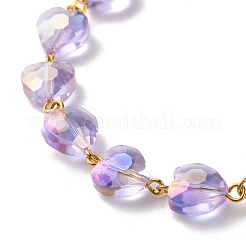 Bracciale con perline di vetro a cuore scintillante per donna ragazza&nbsp;BJEW-JB07177