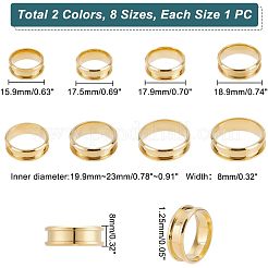 16 Stück 16 Stil 201 Edelstahl geriffelte Fingerring-Einstellungen&nbsp;STAS-PH0004-39