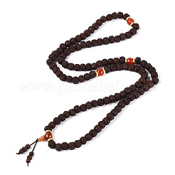 Buddhistischer Schmuck Gebet 108 Rudraksha Samen Mala Perlen Halsketten&nbsp;NJEW-M102-01-1