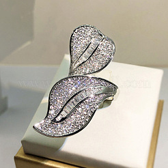 Messing Micro Pave klare Zirkonia Manschette offene Ringe&nbsp;WG8DF5E-01