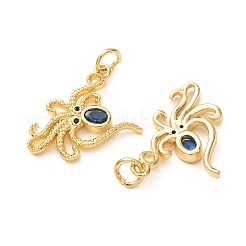 Pendentifs en laiton sertis de micro-pavés de zircon cubique bleu marine&nbsp;CU-E003-18G-24
