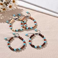 Наборы деревянных плетеных браслетов из бисера&nbsp;BJEW-JB09066