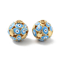 Круглые подвески с эмалью из латуни с дурным глазом&nbsp;KK-G419-15G-02