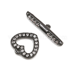 Застежки-тоглы из латуни с микропаве из прозрачных кубических цирконий в форме сердца&nbsp;KK-G548-37