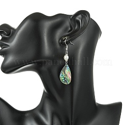 Pendientes colgantes de concha de abulón natural/concha de paua&nbsp;EJEW-JE07434-02