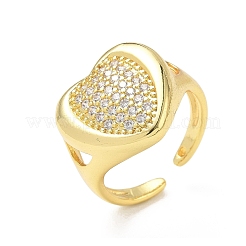 Anillos abiertos de latón con micropavé de circonitas cúbicas para mujer&nbsp;CU-CBA760A-13C-G