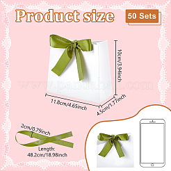 Boîtes à bonbons en papier avec ruban jaune-vert&nbsp;CON-WH0177-002A