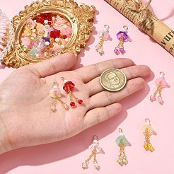 40шт 8 цвета стеклянные подвески&nbsp;PALLOY-CJ00167