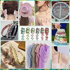 6 ярд двухцветной полиэстеровой кружевной ленты с цветочной вышивкой&nbsp;OCOR-PH0006-96