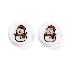 Weihnachtsmotiv bedruckte undurchsichtige Acrylperlen&nbsp;OACR-R004-01G
